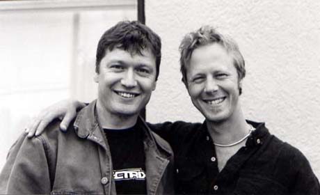 Producer Joby Baker and Marc during a session at Mushroom Studio in Vancouver